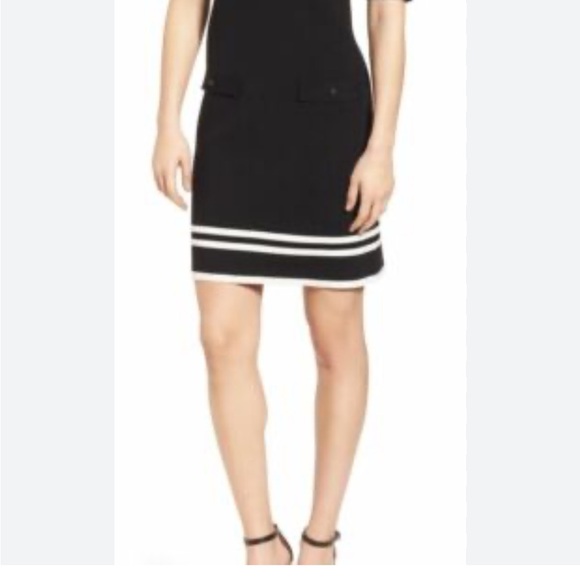 Anne Klein Black Dress with White Stripes Size L - Picture 3 of 16